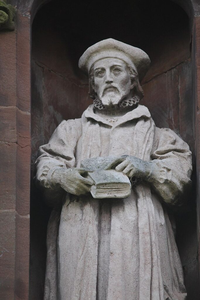 Richard Davies (bishop) on the translators' Monument, St Asaph, North Wales.