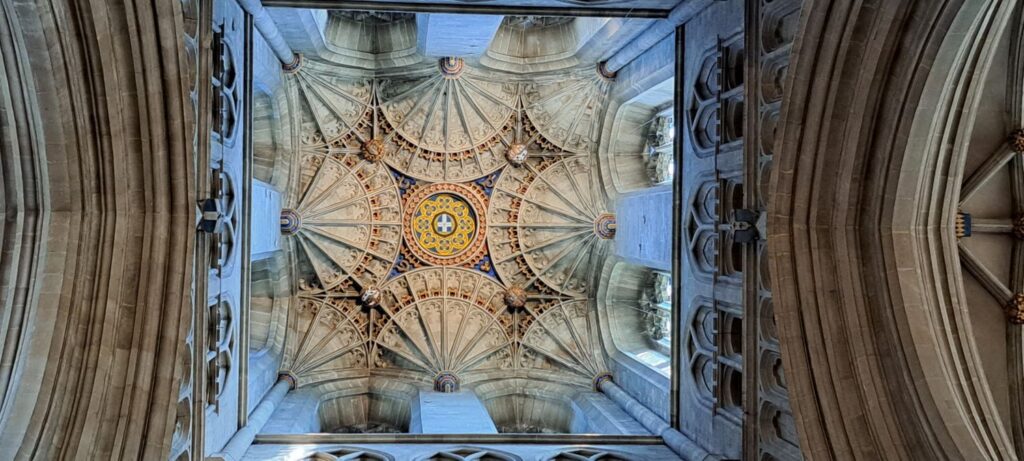 8 fold rose in the lantern of Canterbury Cathedral