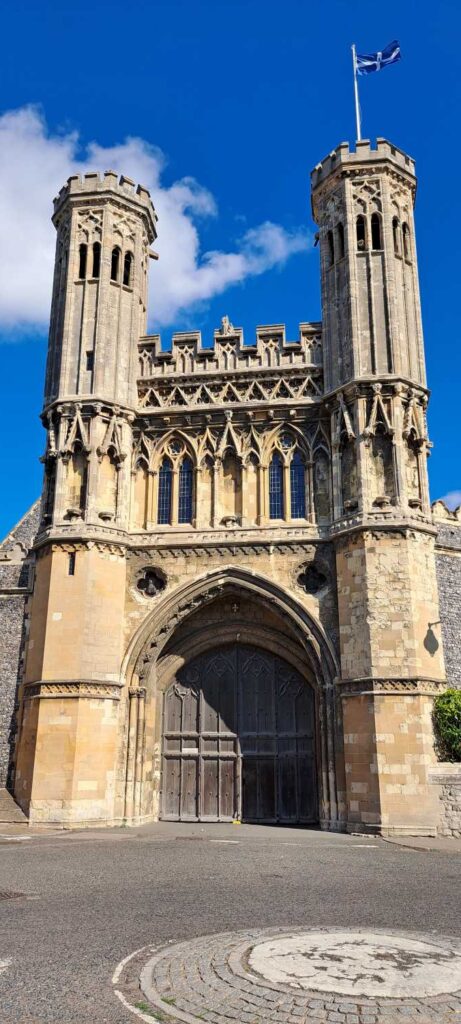 Fyndon Gate is the original gatehouse to St Augustine's Abbey. It was rebuilt from 1301-1309 by Abbot Fyndon. I