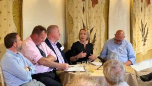 Agriculture leaders at a round table with Helen Morgan MP
