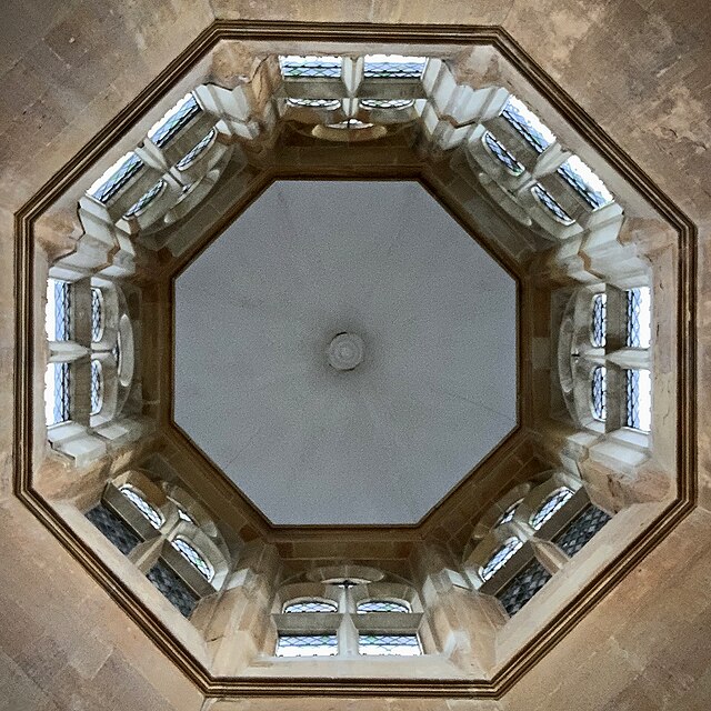 Looking up into the octagonal lanter of Bolsover 