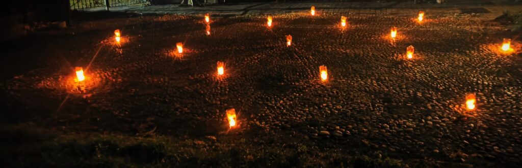 Soulton Pavement, illuminated with lamps. A rare sight, lit in honor of Queen Elizabeth II's life of service.