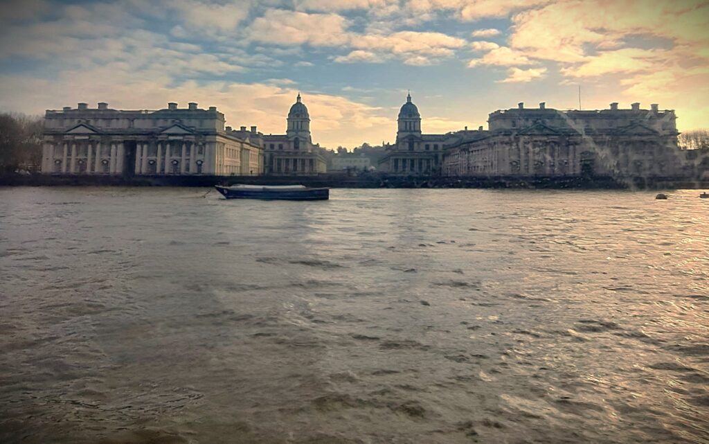 View to the Queen's House beyond the Royal Naval School in Greenwhich