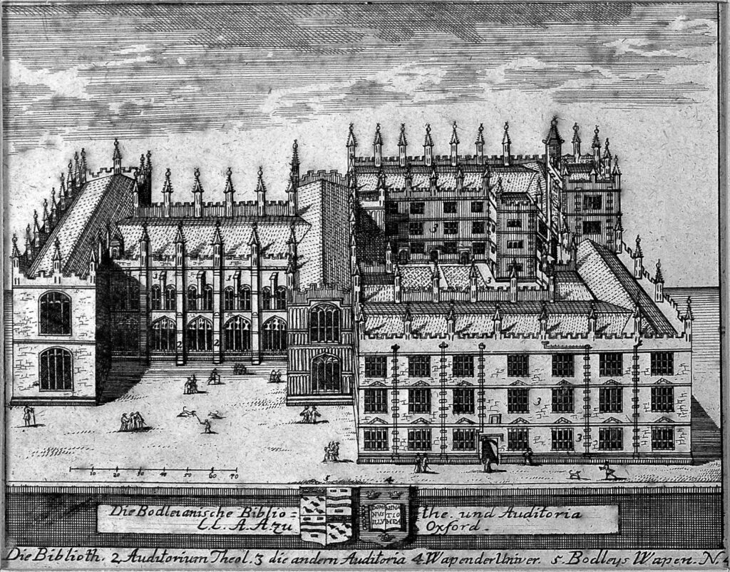 Bodleian Library, Oxford; line engraving.