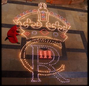 Ahead of His Majesty's Coronation, Ripon Cathedral has set out the King's cypher in candels in the cathedral.