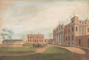 Painting of Hawkstone Hall in a cleaner phase of building