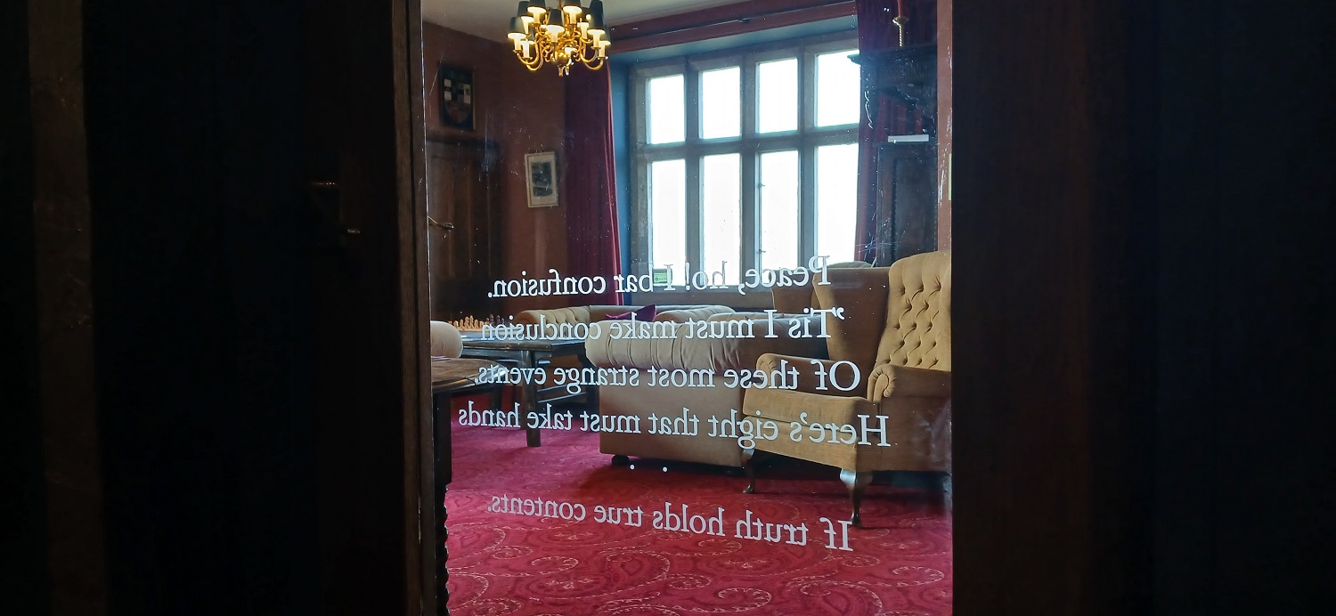 Peace, Ho! A Shakespearean Welcome Etched in Glass at Soulton Hall