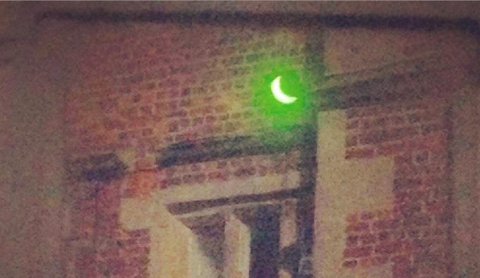 Partial eclipse seen at Soulton Hall in 2015, on welding mask