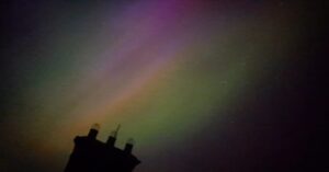 The aurora borealis seen from the roof of Soulton Hall
