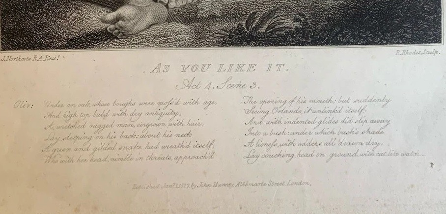 C19th Art Print and Oliver’s Perilous Encounter in Arden