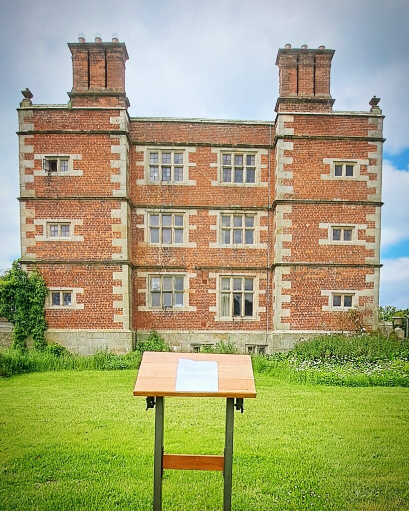 A lectern in the Epidaurus Court of Soulton Hall