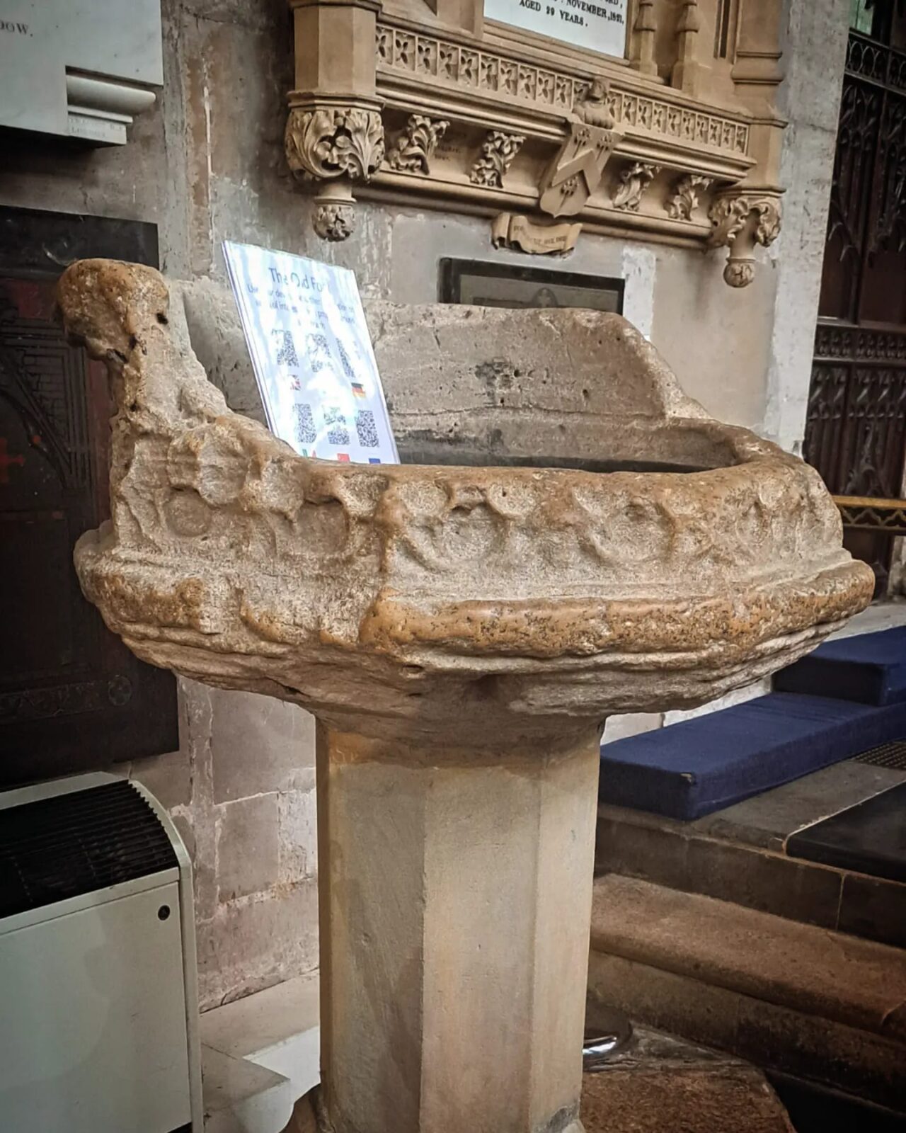 The Font in in which William Shakespeare was baptised on 26 April 1564.