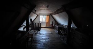 The Upper Room at Boscobel: A secret hiding place for Charles II. This attic served as a refuge for the 21-year-during his escape after the Battle of Worcester in 1651.