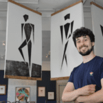 Jacob Chandler with his 'As YOu Like It' Dancers artwork which features in the 2024 Shrewsbury Arts Trail