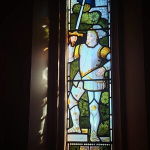 Stained Glass at the RSC showing the Seven Ages of Man: Then a soldier, Full of strange oaths, and bearded like the pard, Jealous in honour, sudden and quick in quarrel, Seeking the bubble reputation Even in the cannon’s mouth.