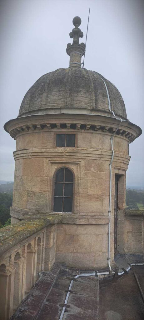 Canister bartizan on the roof of the upper most room.
