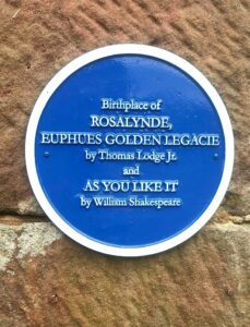 AS YOU LIKE IT Blue Plaque at Soulton Hall
