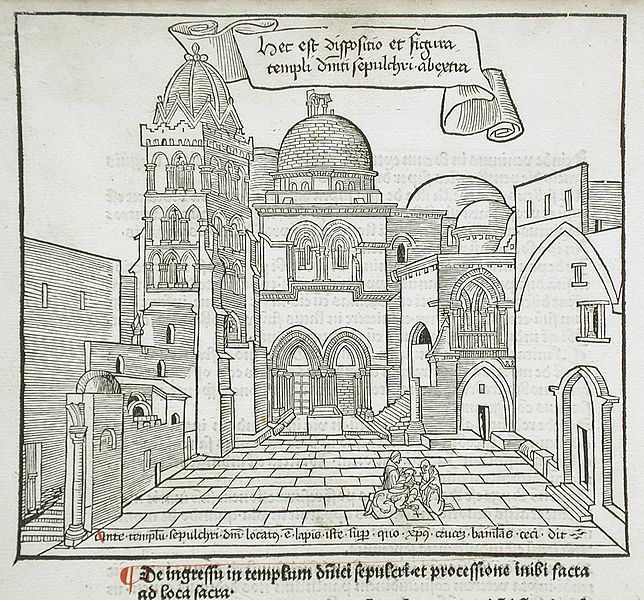 Church of the Holy Sepulchre. Shoen in Sanctae Peregrinationes by Breydenbach (Mainz, Germany 1486)