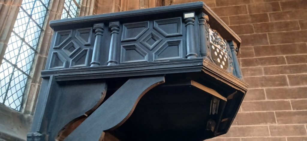 A detail on the canopy over the Chancellor's chaor 