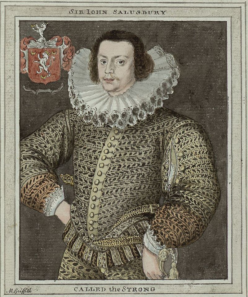 An 18th-century copy of a portrait of Sir John Salusbury from 'A tour in Wales. by Thomas Pennant (1726-1798) that chronicle the three journeys he made through Wales between 1773 and 1776.