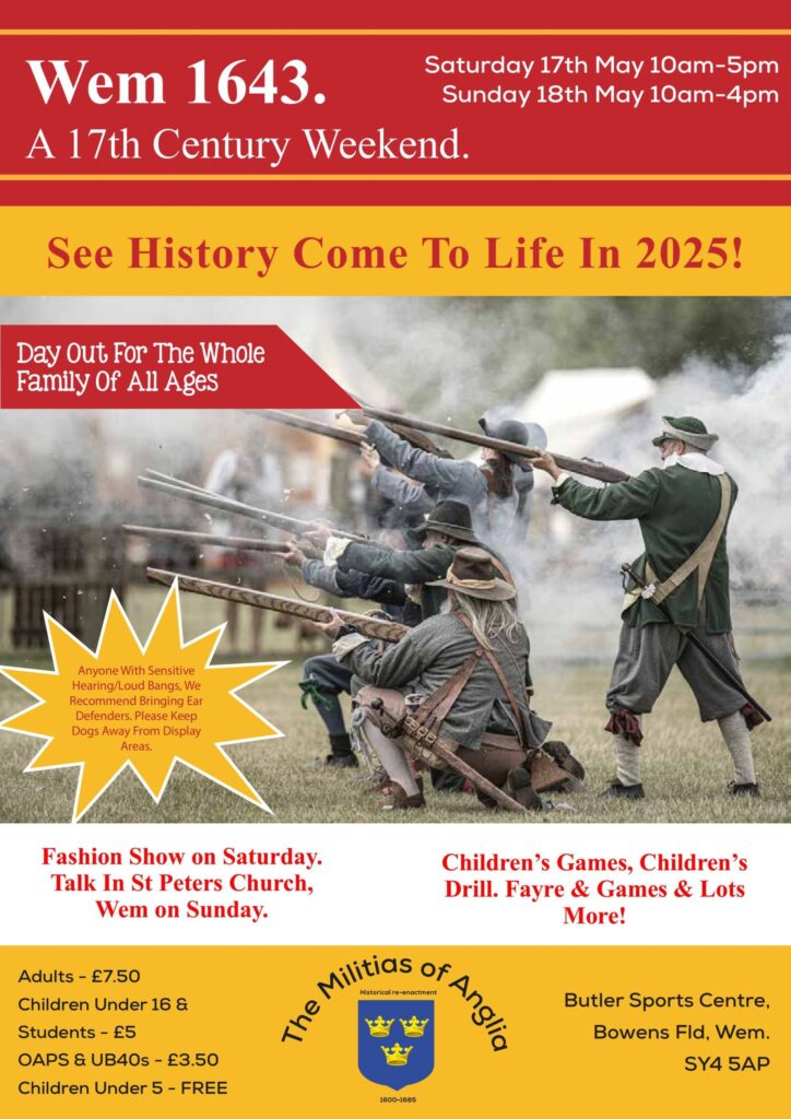 Poster for the Wem 1643 event, May 2025