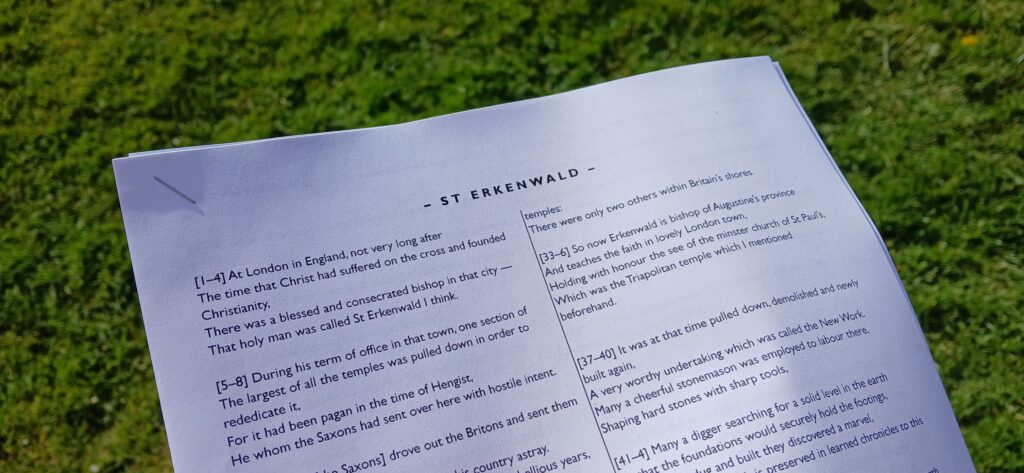 Part of a modern 'translation' of Erkenwald