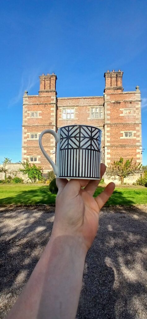 A wonderful Pitchford Hall Mug safely at Soulton Hall. 