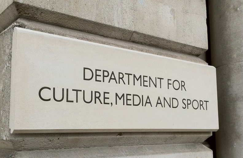 Sign outside Department for Culture Media and Sport in Whitehall, London SW1