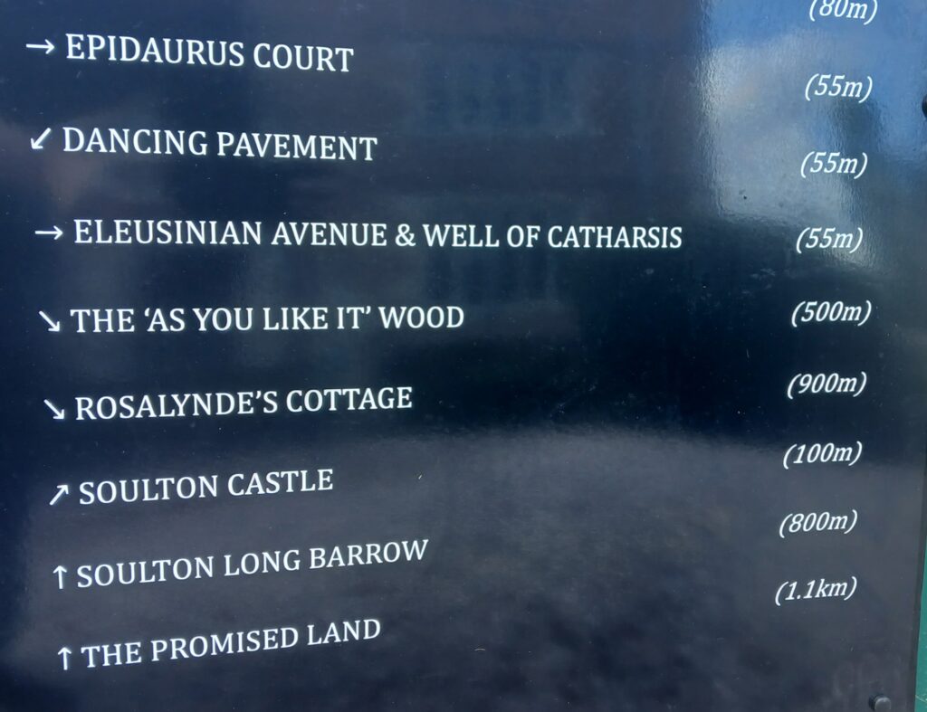Detail of a way finding sign at Soulton Hall
