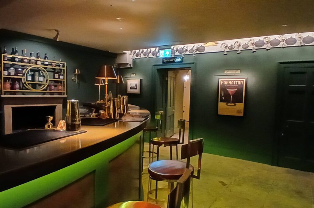 The very glamourous bar area of The Old Kitchens Venue at Birdshall House