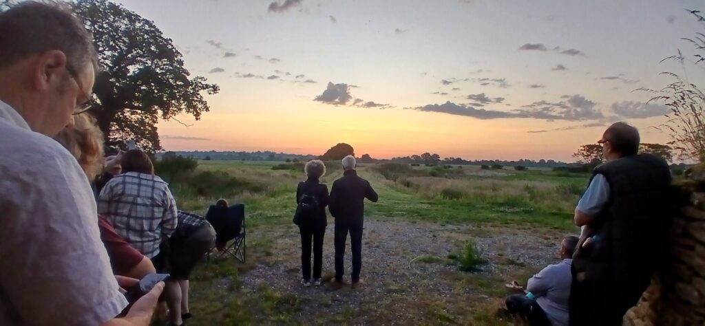 People wathcing the Sunrise at Soulton Long Barrow 2025