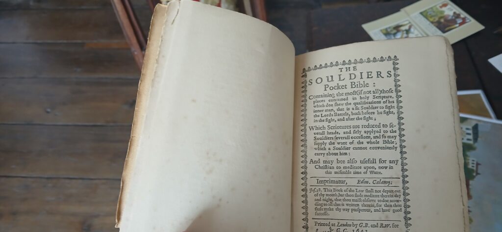Copy of the abridged Geneva Bible carried by Cromwell's troops in the Merchant House in Marlborough
