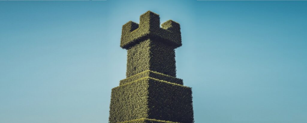 Artistic ompresion of the revised form of the chess court topiary at soulton hall when finished