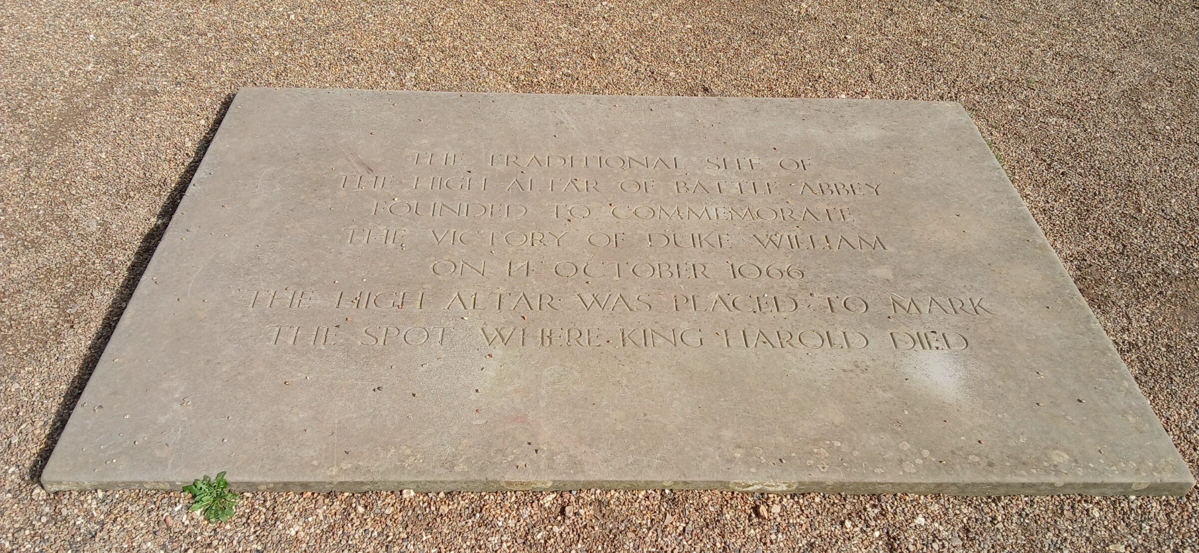 The traditional spot where King Harold is said to have fallen at the Battle of Hastings, 1066.