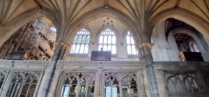 The mortuary chests at Winchester Cathedral, the final resting place of early English monarchs and religious leaders.