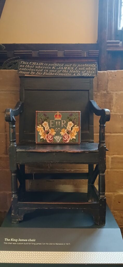 Throne for King James I (and VI) built for the purpos for Sir Fulke Grevil - The Lord Leycester Hospital