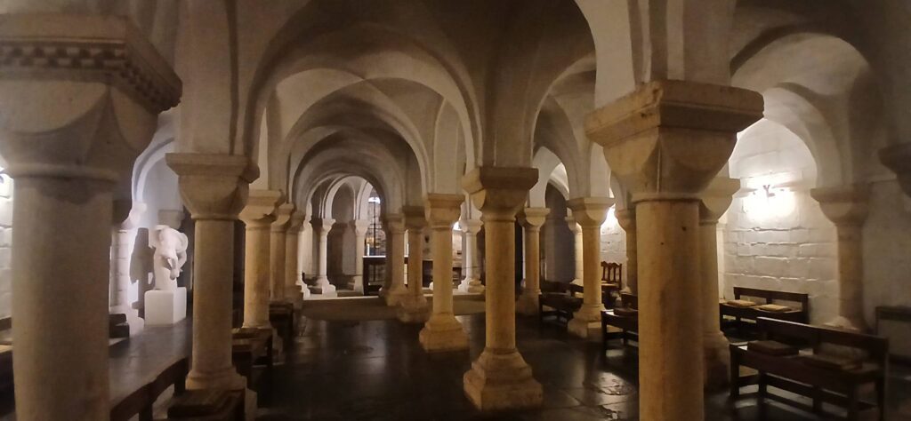 The Worcester Cathedral crypt is the largest Norman crypt in England, dating back to 1084, and features a distinctive groin-vaulted ceiling