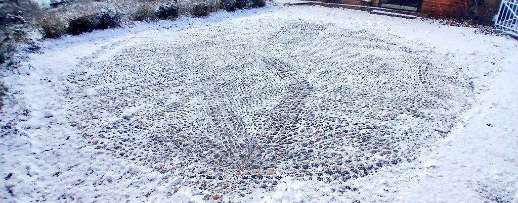 The famous Soulton Dancing Pavement in the Snow