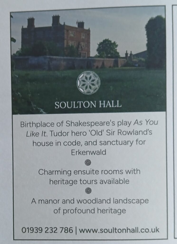 Soulton Hall entry in Visit Shropshire 2026