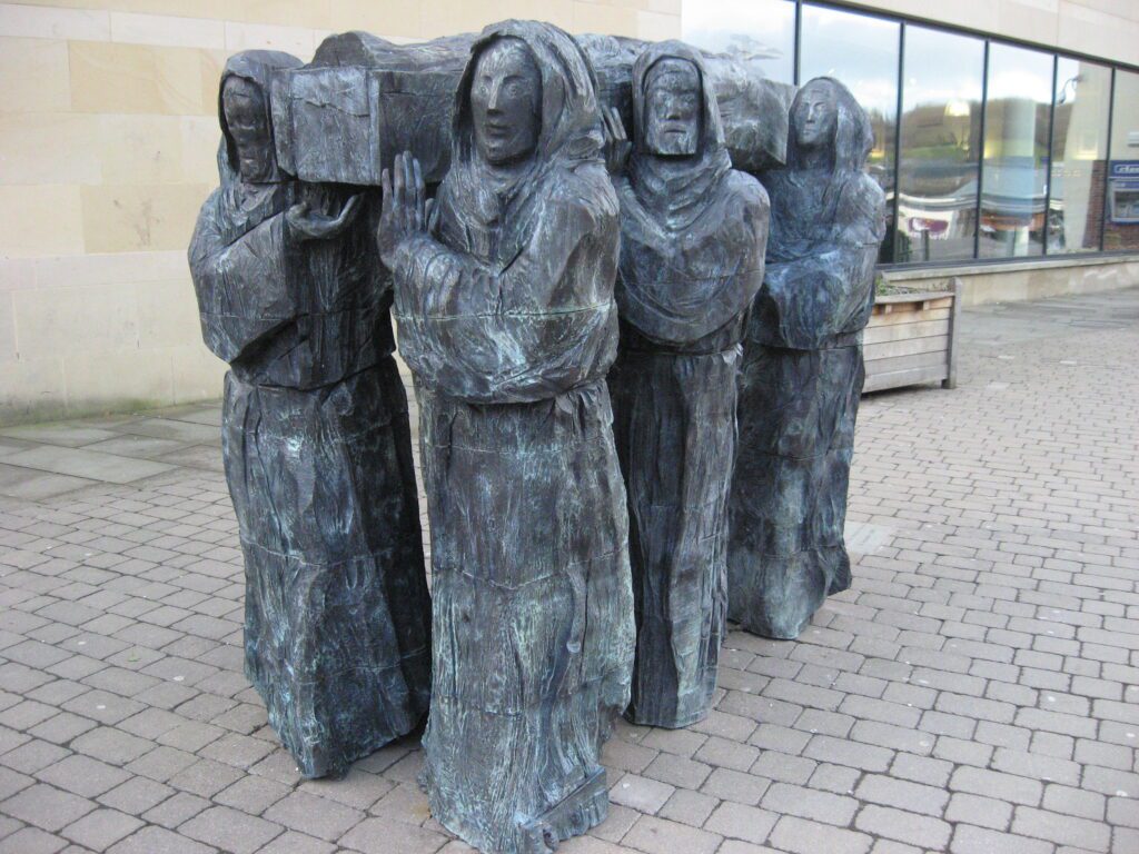 The Journey, a modern sculpture showing the travels of the Lindisfarne community with Cuthbert