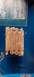 This fragment of linenfold paneling, a common decorative style in Tudor interiors, features incised crosses that underscore how, in the early modern period, there was no separation between material objects and expressions of belief, as every aspect of daily life remained woven into the fabric of faith.