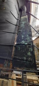 The origianal rudder with copper sheets
