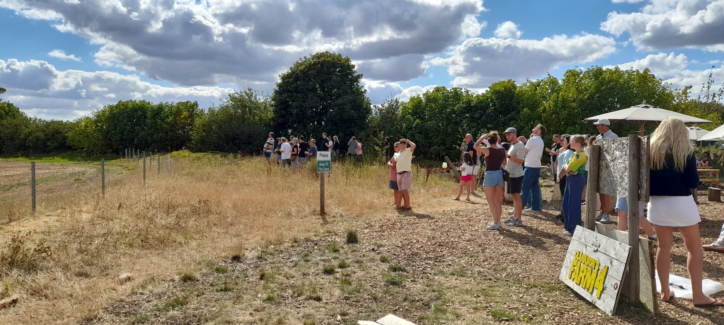 Clarkson's Farm: Visitors watching Trial Plot harvesting