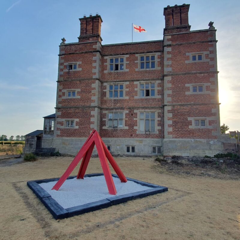 Epidaurus Court, Soulton Hall, with the Fereatry Sculpture protecting the Erkenwald site of memory