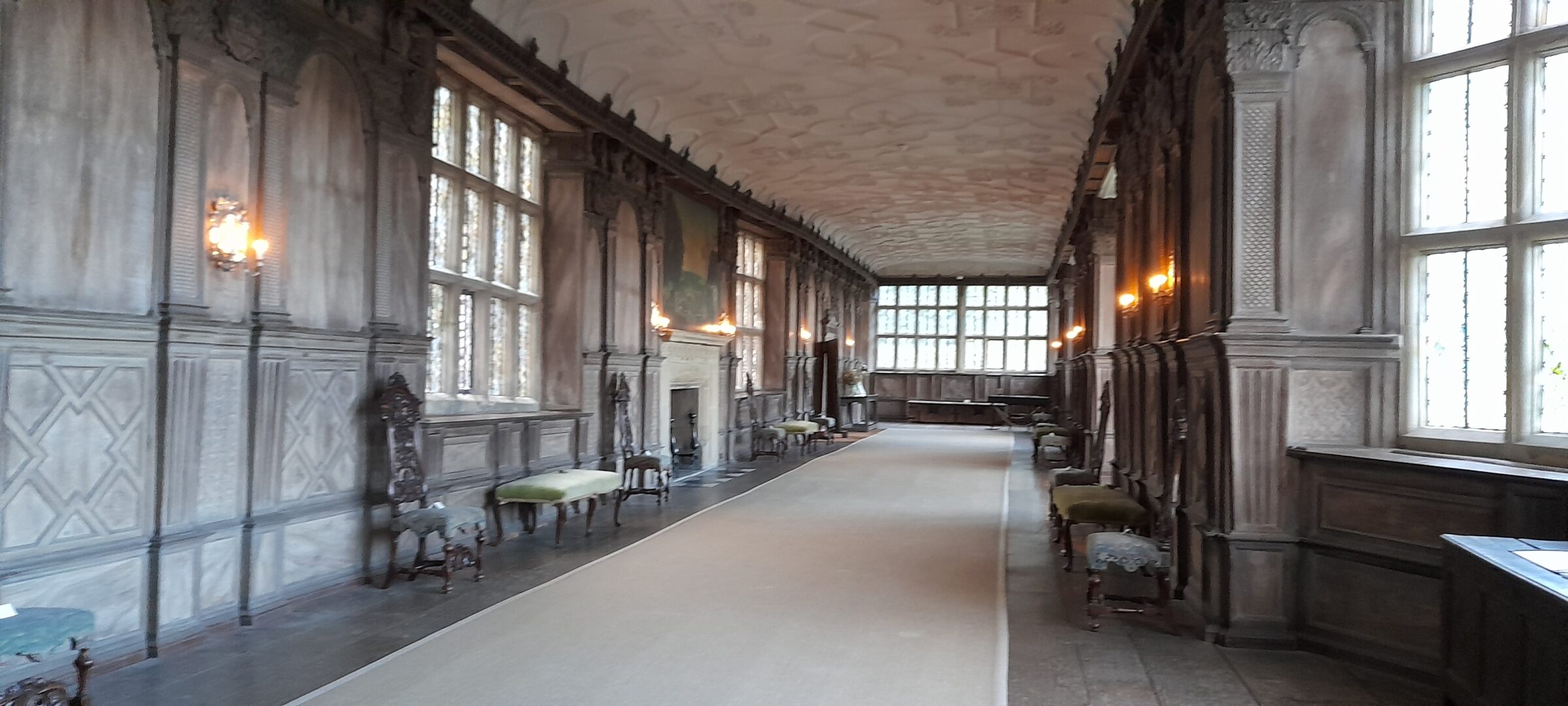 Haddon Hall's famous and beautful Long Gallery: 10ft long; Soulton has 2 galleries of 55ft...