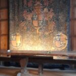 Haddon Hall is famous for its magnificent 15th-century French Millefleurs (thousand flowers) tapestry hanging in the Banqueting Hall, which was reputedly presented to Sir Henry Vernon by King Henry VIII